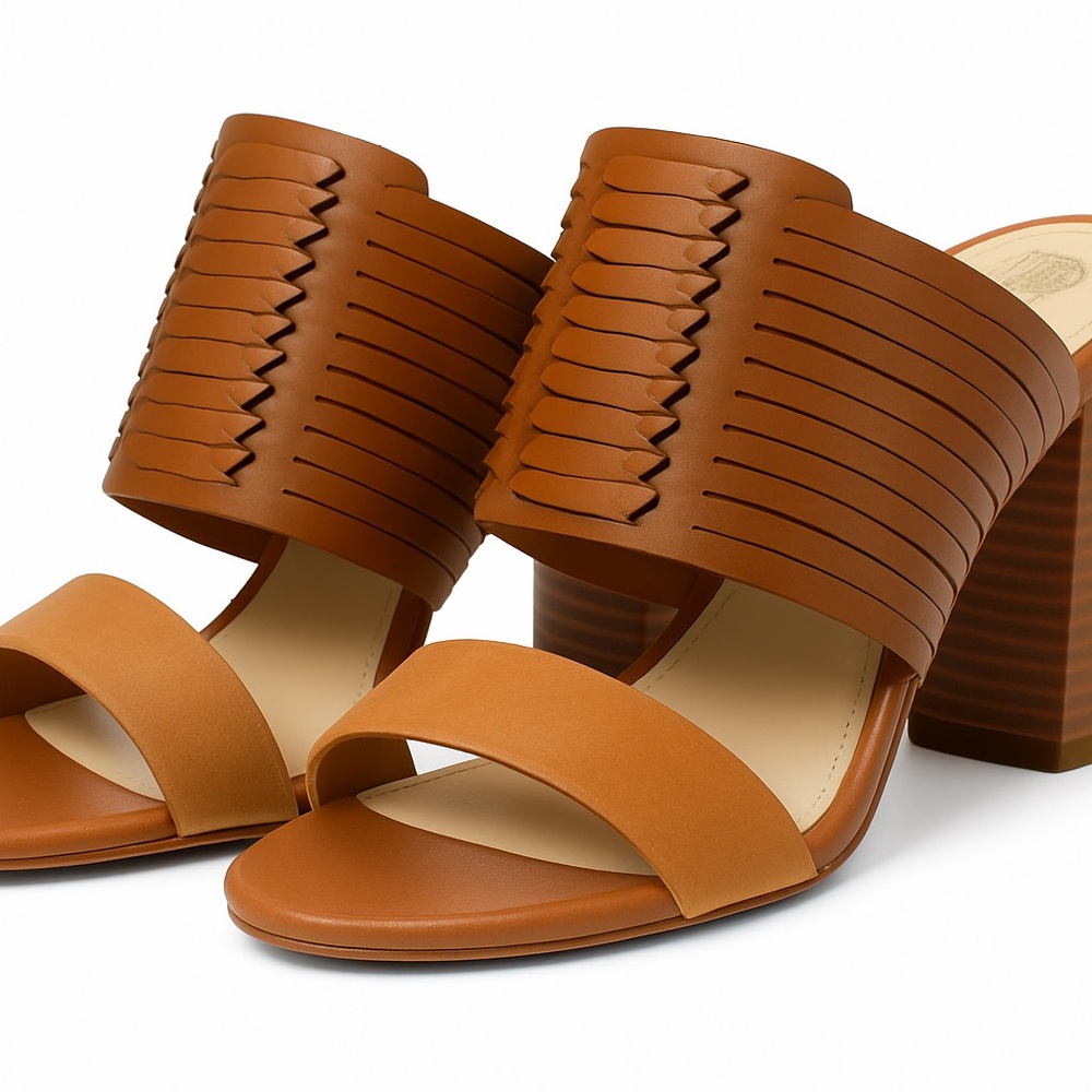 Vince Camuto Tan Woven Strap Mules
